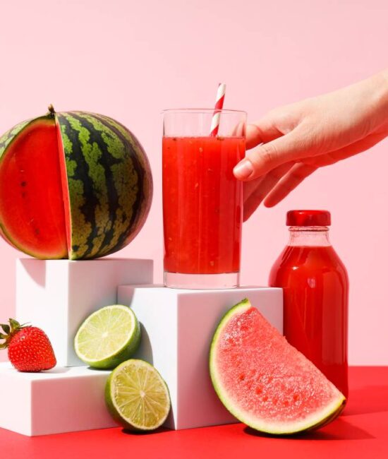 Concept of fresh and tasty summer drink - Watermelon smoothie