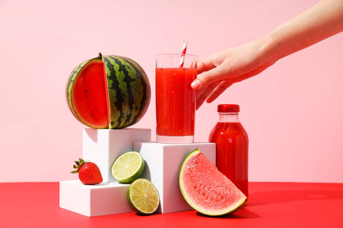 Concept of fresh and tasty summer drink - Watermelon smoothie