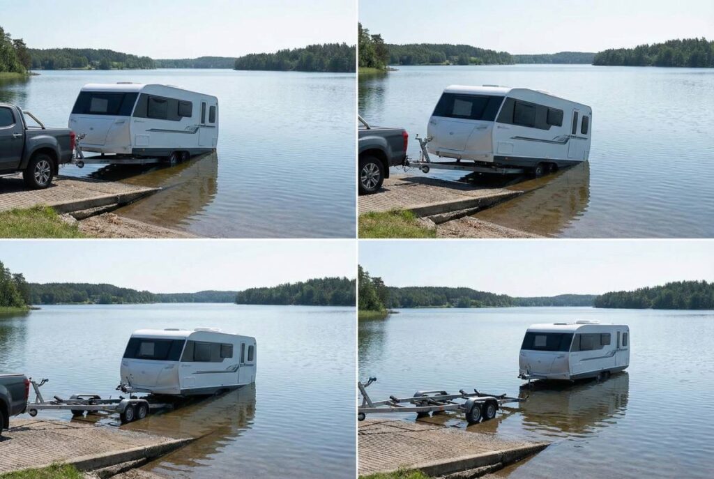 How to launch a caravan boat from road trailer to water